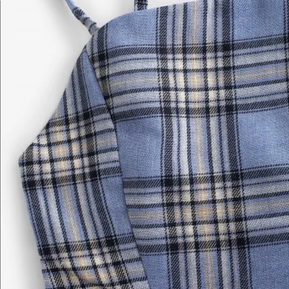 Zaful Plaid Smocked Buttons Belted Two Piece Suit - Picture 4 of 5